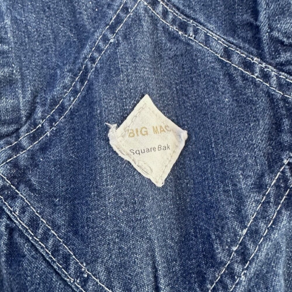 28x28 Vintage Big Mac Square Bak Denim Bib Overalls Workwear 100% Cotton - Picture 5 of 7